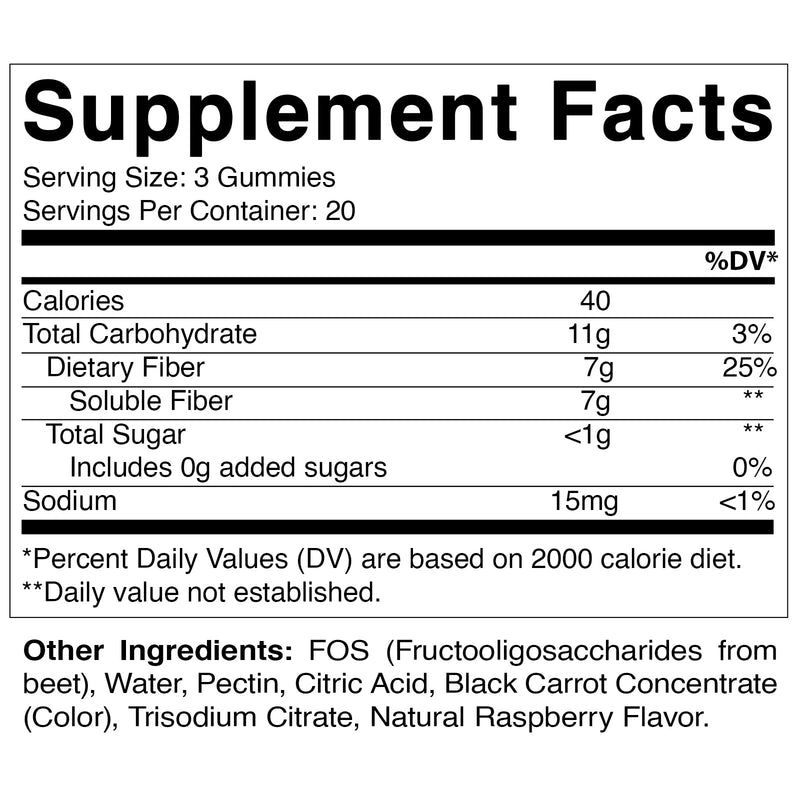 Vitamatic Prebiotic Fiber Gummies for Adults - 7G Fiber Extra Strength - Zero Sugar Added - 60 Pectin Based Gummies - Digestive Health & Regularity Support 60 Count (Pack of 1) - BeesActive Australia