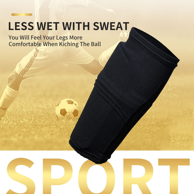 AIMISICAR Soccer Shin Guards Kids Youth, Shin Guard Sleeves and Shin Pads for 3-15 Years Old Boys and Girls for Football Games, EVA Cushioning Protection Reduces Shock and Injury Shin Guards+Sleeves,Black M ( 3'10" - 4'5" Tall ) - BeesActive Australia