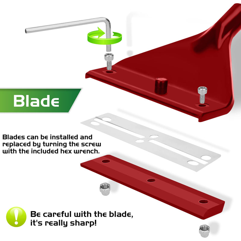 NEPTONION 24.5’’ Professional Algae Scraper, Aquarium Blade Cleaner with 10 Pcs Replaceable Blades Stubborn Algae, Suitable for Water Tank Size Above 30 Gallons L Red - BeesActive Australia