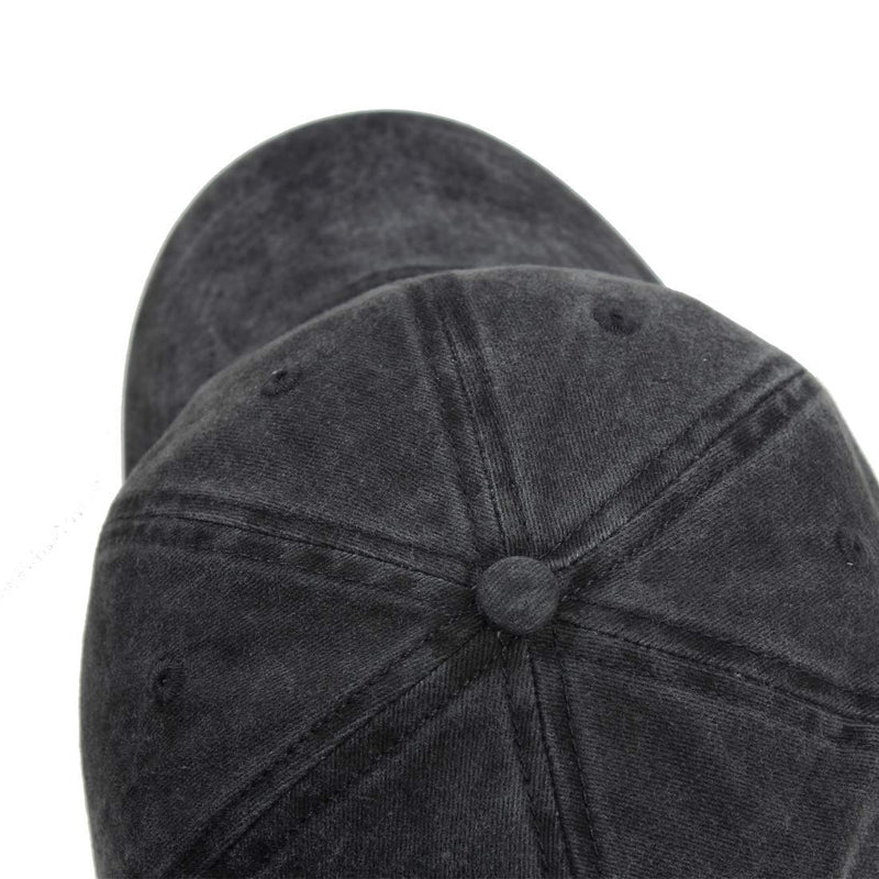 HH HOFNEN Men Women Washed Distressed Twill Cotton Baseball Cap Vintage Adjustable Dad Hat #1 Black - BeesActive Australia