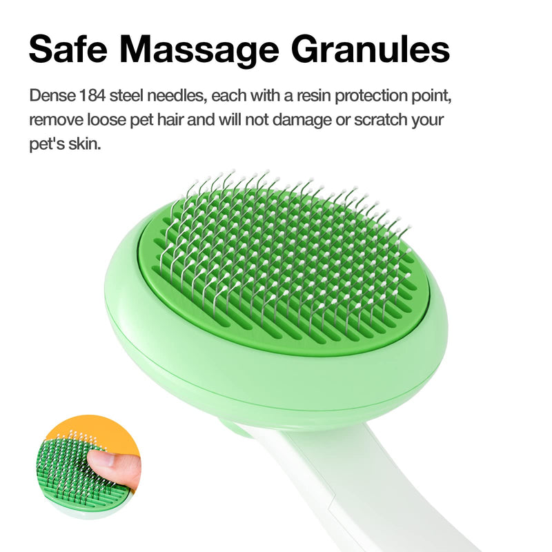 Cat Brush for Shedding, Pet Grooming Self Cleaning Slicker Brush for Cats & Dogs, Cat Deshedding Brush Easily Removes Tangles Hair and Loose Undercoat, Mats Tangled Hair Shedding Brush (Green) Green - BeesActive Australia