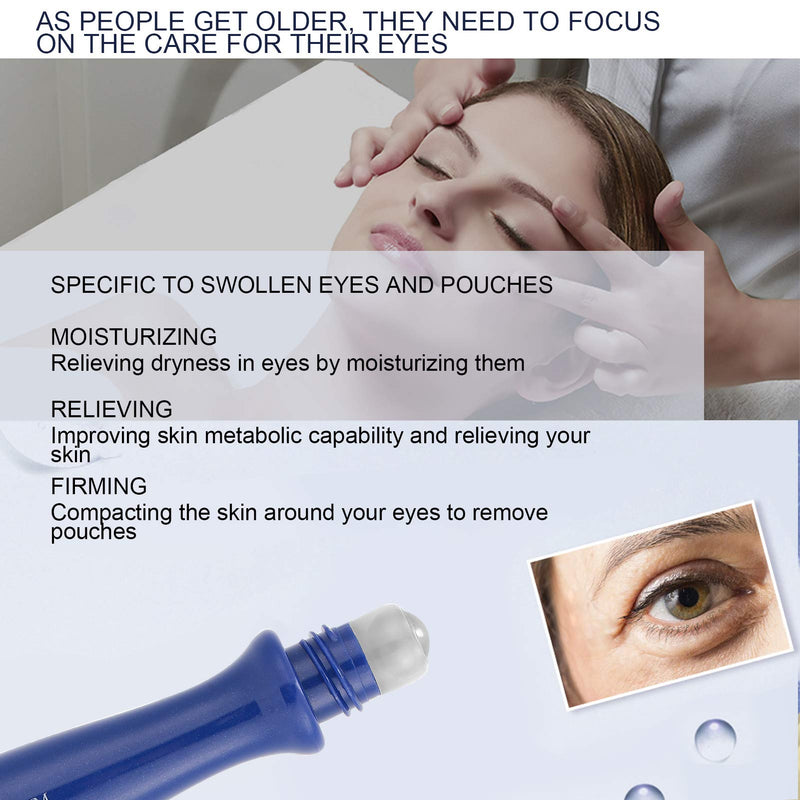 Eye Serum, Roll-on Hyaluronic Acid Eye Serum, Anti-Aging Hydrating Eye Serum Moisturizing Eye Care Remove Dark Circles Wrinkles Fine Lines (15ml) - BeesActive Australia