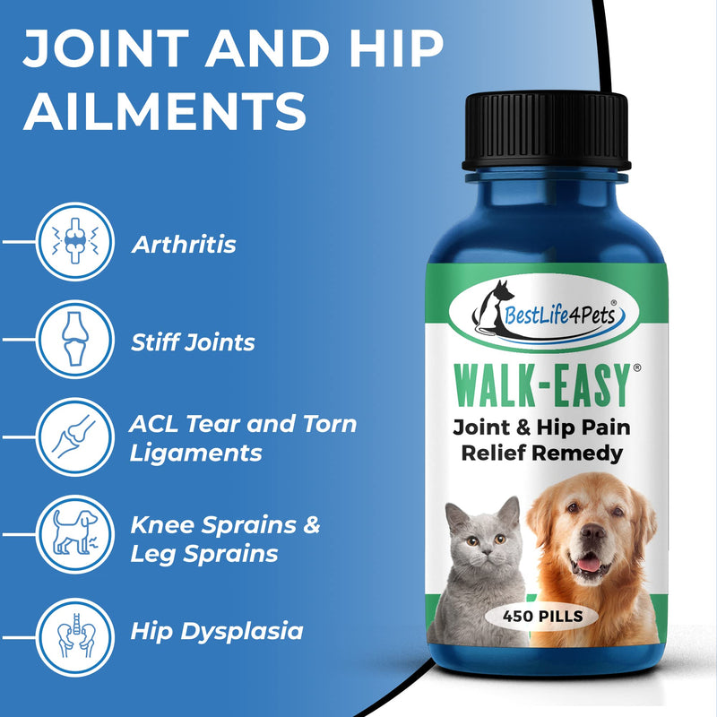 BestLife4Pets Walk-Easy Hip and Joint Supplement for Dogs Cats – Arthritis Pain Relief and Anti-inflammatory Support Pills - All Natural, for Large and Small Pets 1 Pack - BeesActive Australia