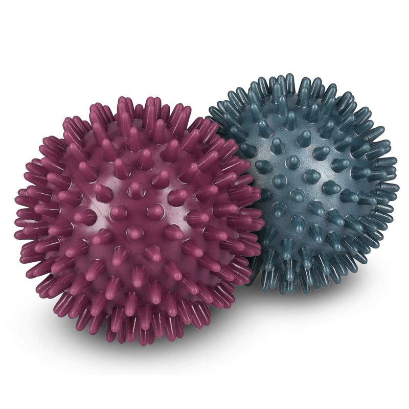 Navaris Spiky Massage Balls - Set of 2 - Hedgehog Balls for Self Massage - 1x Medium-Hard & 1x Harder Ball - Pair of Bumpy Massager Balls - � 8cm - BeesActive Australia