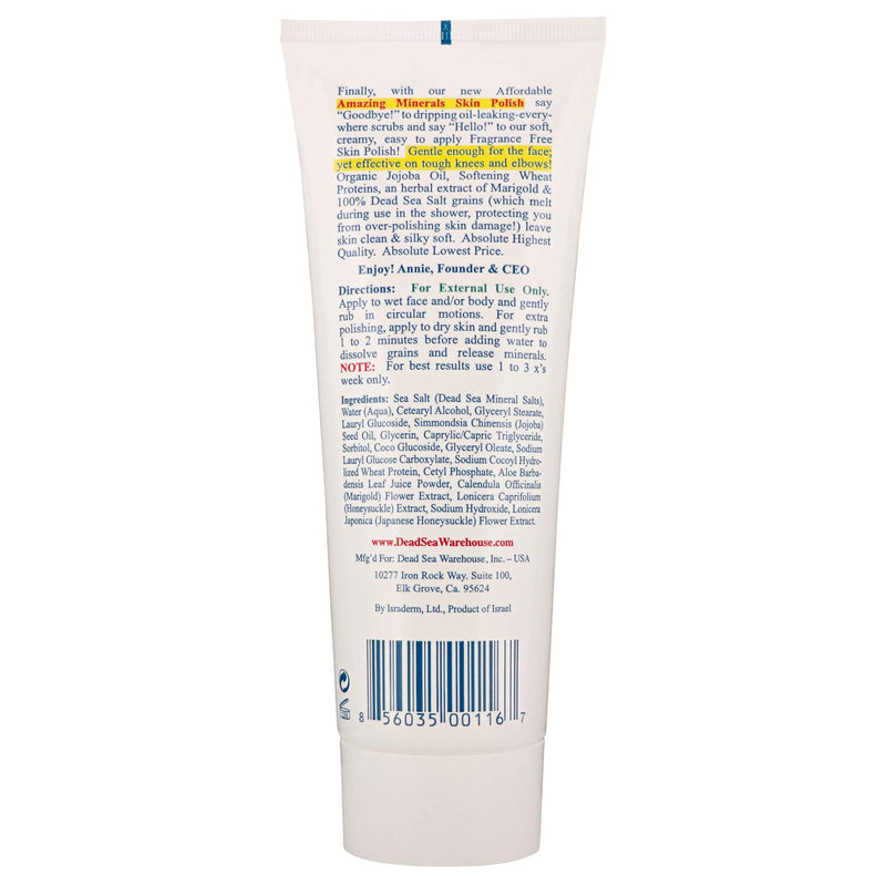 Dead Sea Warehouse - Amazing Minerals Skin Polish, Dead Sea Salt Body Scrub & Face Scrub, Exfoliating Cleanser, Moisturizes & Nourishes Skin, Perfect for All Skin Types, Unscented (8.8 oz) - BeesActive Australia