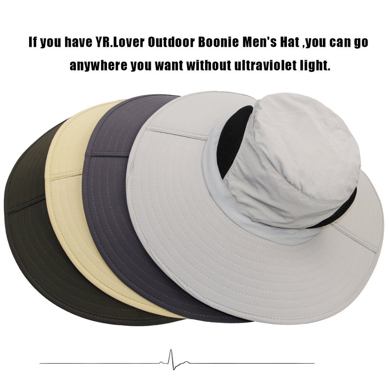 [AUSTRALIA] - YR.Lover.Outdoor Boonie Adult Hat - Sun Protection Wide Brim Cap Fishing Hunting Summer Bucket Hat Dark Gray 