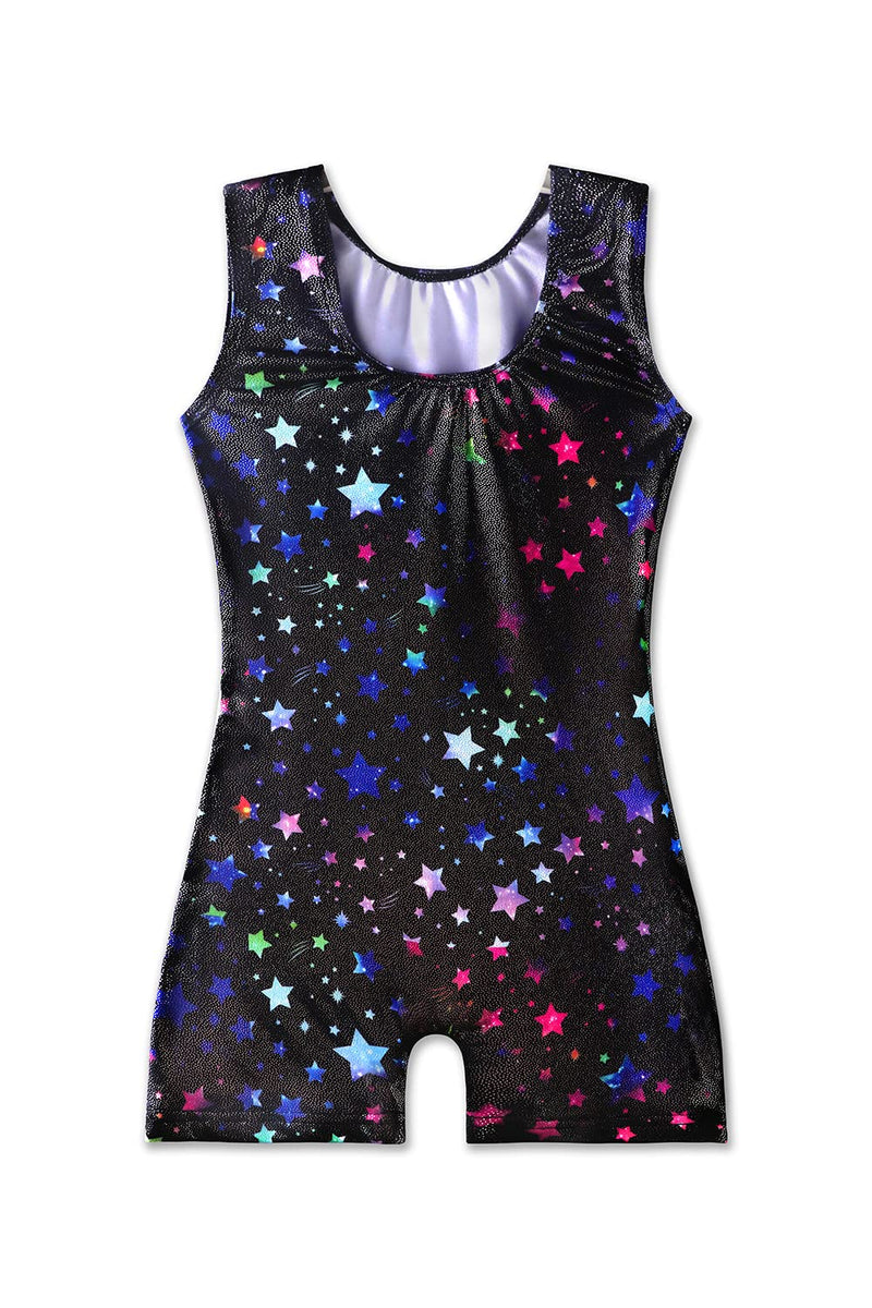EQSJIU Gymnastics Leotards for Girls Kids Rainbow Mosaic Mermaid Butterfly Stars Leopard Galaxy Tie Dye Cosmos Leopard 5/6 Years Colorful Stars - BeesActive Australia
