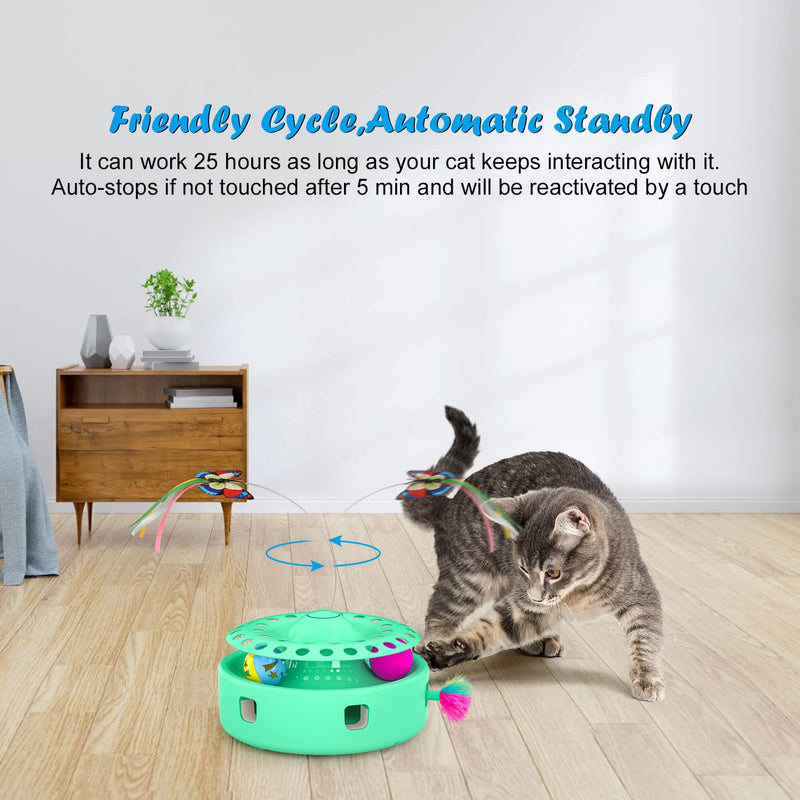 Tyasoleil Cat Toys Automatic, New 3 in 1 Cat Interactive Electronic Toys, 6 Holes Whack-A-Mole Mice Toy, Motorized Butterfly Feather Wand, Teaser Bell Ball, Auto On/Off for Exercise Indoor Kitten Pet - BeesActive Australia