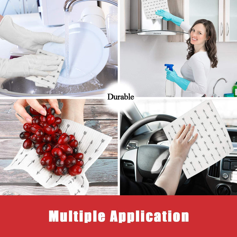 Boao 12 Pack Swedish Kitchen Dishcloths Absorbent Cellulose Sponge Cloth Reusable Cleaning Cloths No Odor Dish Towels for Kitchen, 6 Styles - BeesActive Australia