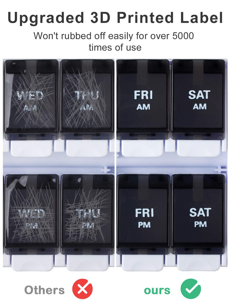 BUG HULL Pill Box 7 Day AM PM, Pill Organiser 2 Times a Day, Large Compartments Rainbow BPA Free (Black) - BeesActive Australia