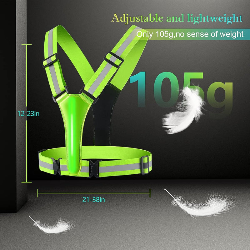 IEVOEA LED Reflective Vest, High Visibility 2 USB Rechargeable Running Lights for Runners, with Adjustable Waist/Shoulder & 3 Modes Reflective Running Gear - BeesActive Australia