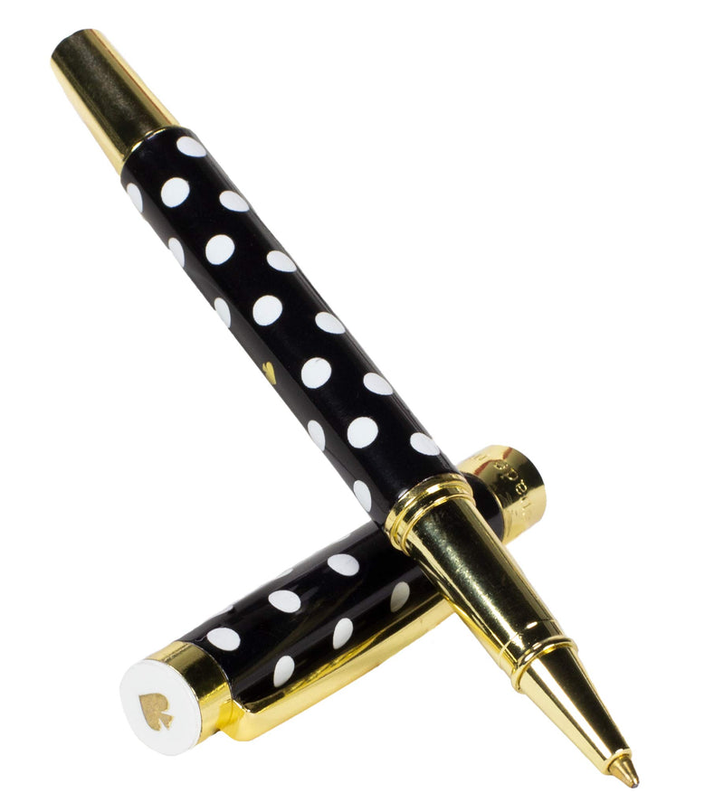 Kate Spade New York Black Ink Ballpoint Pen with Reusable Gift Box, Professional Office Pen for Women Accepts Standard Refills, Polka Dots (black/white) Polka Dots (black/white) - BeesActive Australia