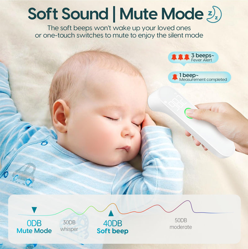No-Touch Thermometer for Adults and Kids - Digital Baby Thermometer with Fever Alarm, Mute Mode, 35 Memories- Accurate, Gentle and Easy-to-Use for Infants and Elderly - BeesActive Australia