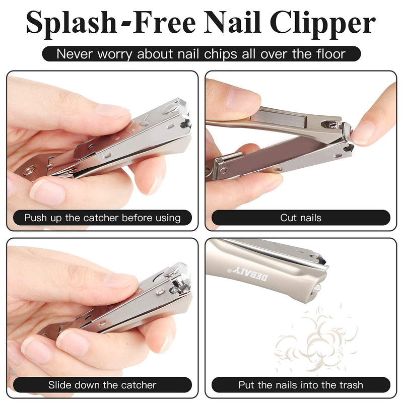 Nail Clippers Set, 3 Pack No Splash Nail Clippers with Nano Glass Nail File for Women Men Kids Seniors Girlfriend Gift - BeesActive Australia