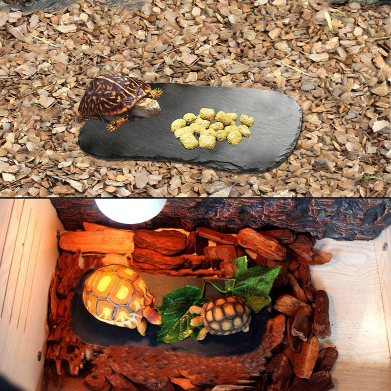 Tfwadmx Reptile Basking Platform,Tortoise Rock Plate Feeding Food Bowl Dish Feeding Slate Turtle Bathing Resting Platform for Lizard Gecko Bearded Dragon Chameleon Snake Frog - BeesActive Australia