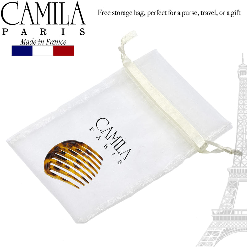 Camila Paris CP2878 French Hair Side Comb Small Rounded, Tokyo, French Twist Hair Combs, Strong Hold Hair Clips for Women Bun Chignon, No Slip Styling Girls Hair Accessories Made in France - BeesActive Australia