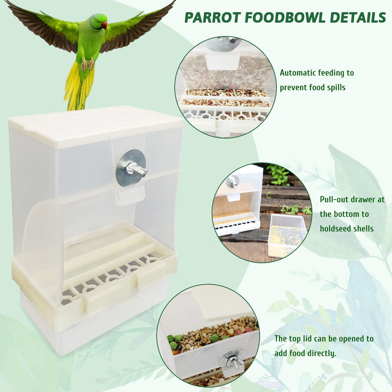 Tfwadmx 2 Pcs No Mess Automatic Bird Feeders Cockatiel Food Dispenser Bowls Seed Container Parrot Dishes Parakeet Cage Accessories Birdfeeder with Divider for Budgie Canary Finch Conure Lovebirds - BeesActive Australia