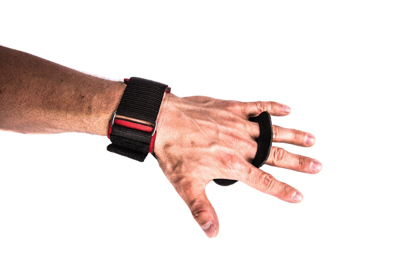 Pull-up Hand Grips with Wrist and Leather Hand Wrap Protection for Cross-Training, Gymnastics, Fitness, Exercise, Skills and Drills, WODs, Olympic Weightlifting 100% Red Small - BeesActive Australia