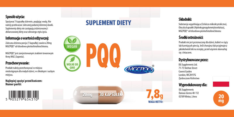 Hepatica PQQ 20mg 30 Vegan Capsules, Pyrroloquinoline Quinone, 3rd Party lab Tested, High Strength Supplement, Gluten and GMO Free - BeesActive Australia