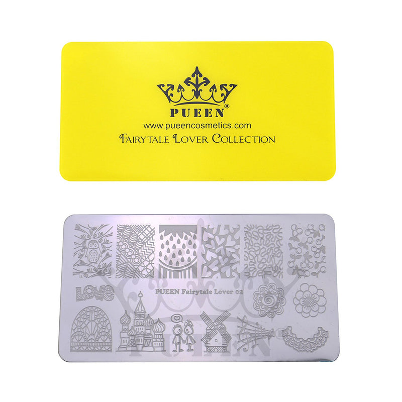 PUEEN Nail Art Stamping Plate - Fairytale Lover 02-125x65mm Unique Nailart Polish Stamping Manicure Image Plates Accessories Kit BH000662 - BeesActive Australia