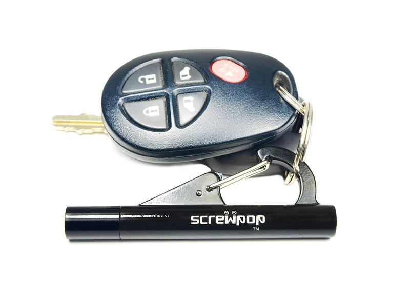 Screwpop Inkbiner Travel Keychain Pen with Bottle Opener Ultra-Compact Easy Grip Alloy Black (Amazon 2.75" Standard Ink Refills) - BeesActive Australia