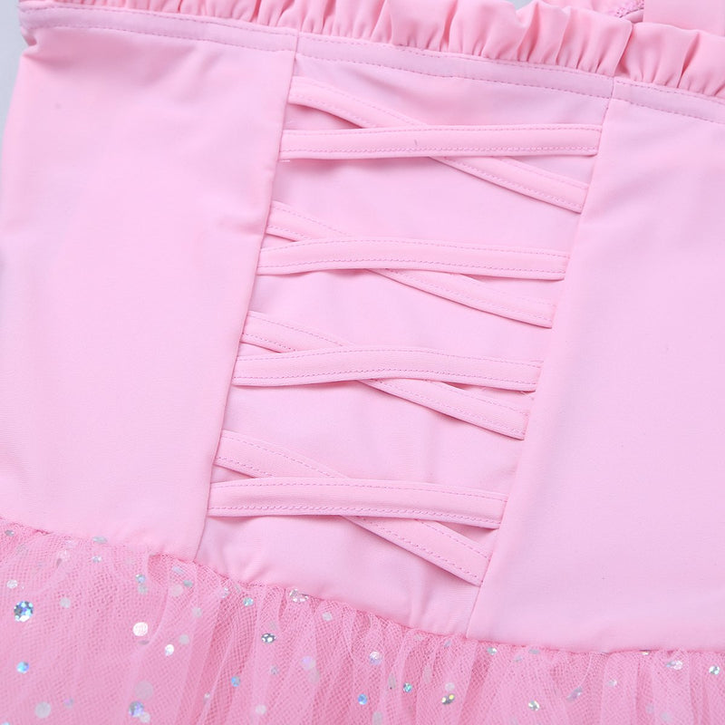 [AUSTRALIA] - iiniim Kids Girls Shimmering Ballet Dance Tutu Dress Shoulder Straps Gymnastic Leotard Fairy Dress up Costumes Pink 3 / 4 