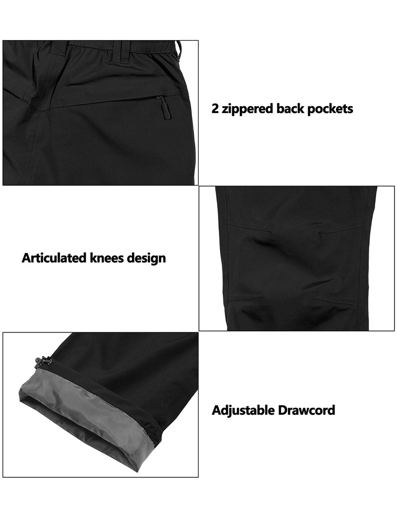 Little Donkey Andy Women's Waterproof Rain Pants Lightweight Breathable Rainproof Pants for Outdoor Hiking Golf Black X-Small - BeesActive Australia
