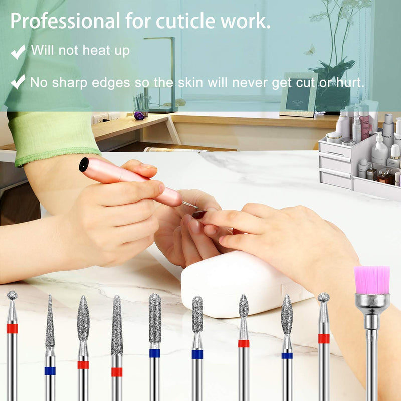 nail drill bits set, 7PCS 3/32 inch tungsten carbide diamond nails bit for e-file polishing polygel acrylic manicure pedicure cuticle clean use and more! - BeesActive Australia