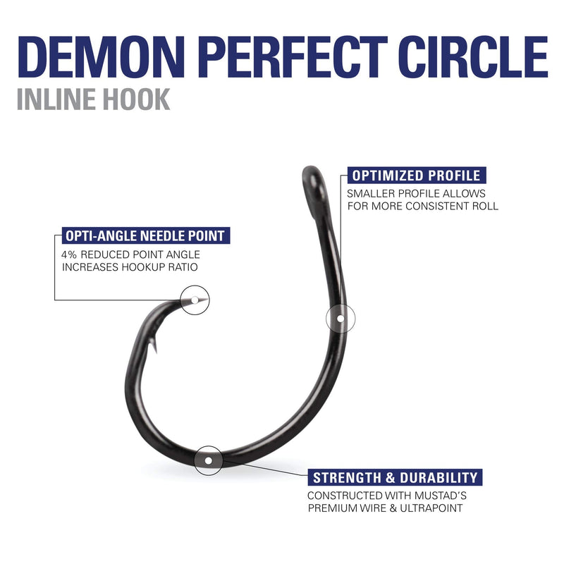 Mustad UltraPoint Demon Wide Gap Perfect In-Line Circle 1 Extra Fine Wire Hook | For Catfish, Carp, Bluegill to Tuna | Saltwater or Freshwater Fishing Hooks | Gear and Equipment [Size 1/0, Pack of 10] Black Nickel - BeesActive Australia