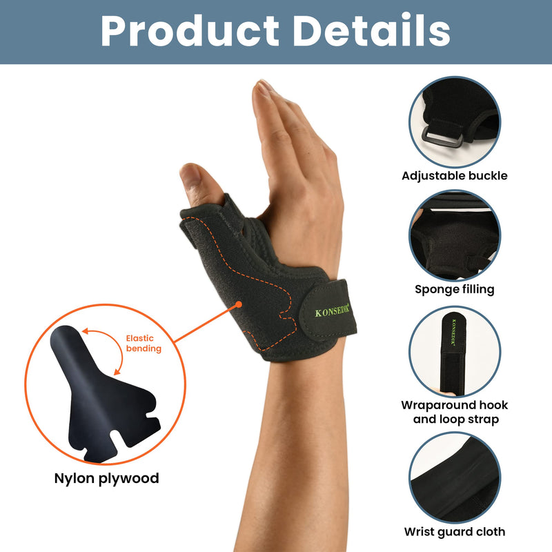KONSEDIK Thumb Support Brace and CMC Joint Thumb Spica Splint for Pain Relief,Arthritis,De Quervain's Tenosynovitis,Carpal Tunnel&Trigger Thumb,Women&Men Left&Right Hands(Medium) Medium - BeesActive Australia