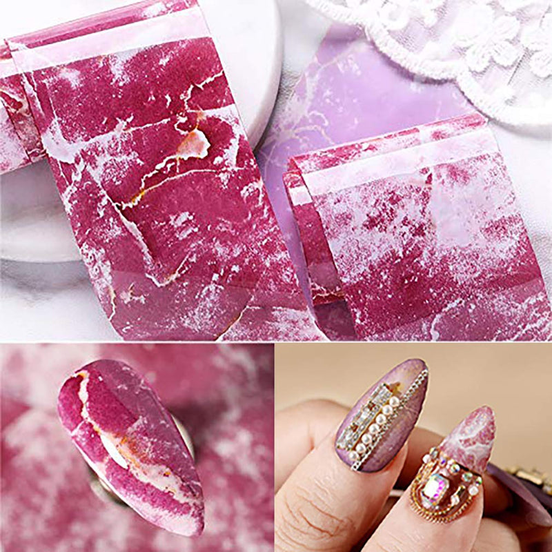 BABALAL 2 Pack Nail Foils Marble Nail Art Transfer Foils Nail Polish Stickers for Nail Art Decoration - BeesActive Australia