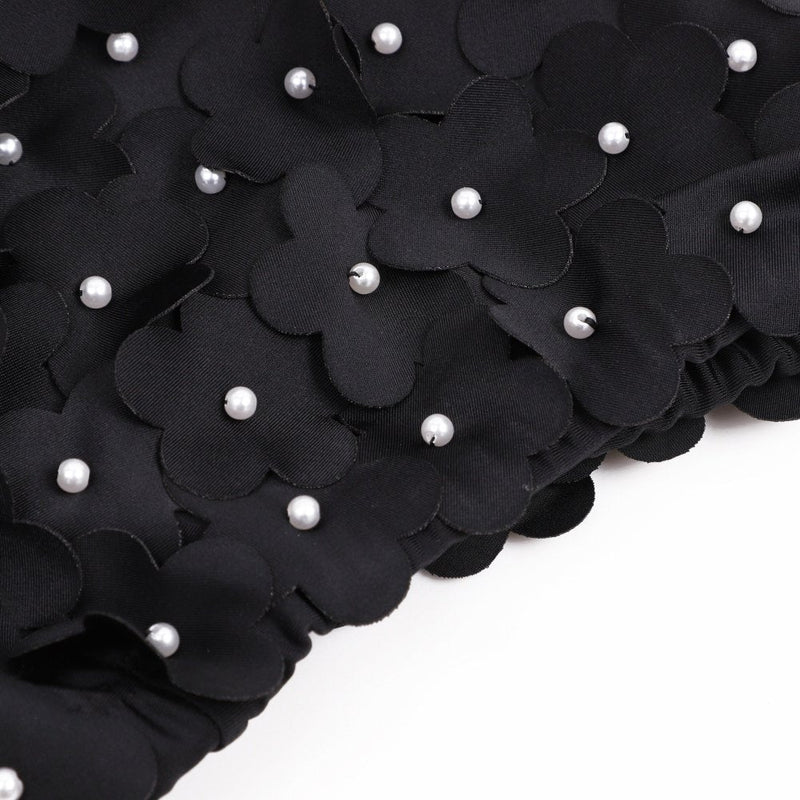 Swim Cap Floral Petal Swimming Caps for Women Girls Swim Bath Hats Bathing Cap Spa Cap Washing Face Cap Black - BeesActive Australia