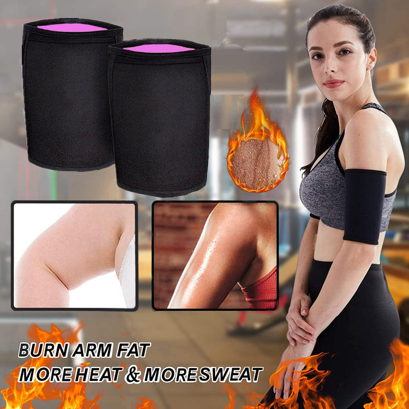 Arm Trimmers for Women - Pair Sauna Arm Sweat Bands - Neoprene Arm Trainer Toner Sleeves for Sports Workout, Black - BeesActive Australia