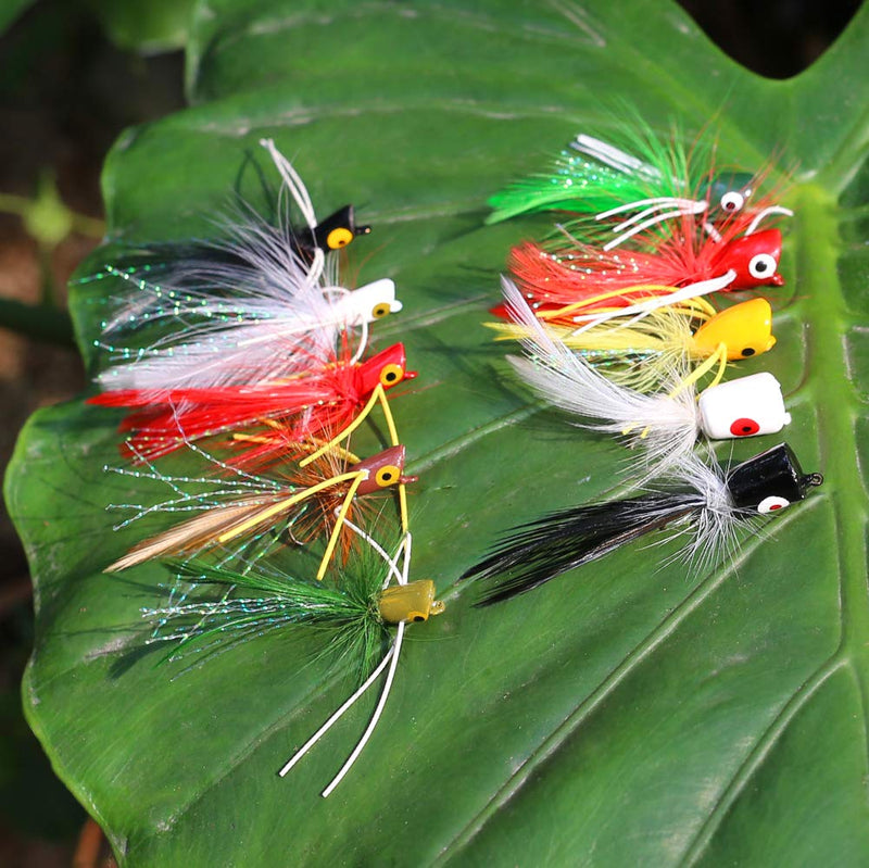 XFISHMAN Popper-Flies-for-Fly-Fishing-Topwater-Bass-Panfish-Bluegill Poppers Flies Bugs Lures Panfish Popper kit 10 pcs - BeesActive Australia