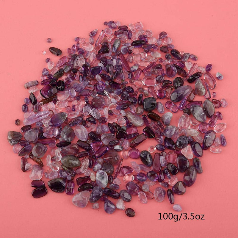 Wifehelper Tumbled Stone Chips Crushed Natural Crystal Quartz Small Crystal Tumble Gemstone 100g Bundle Bags(Purple) Purple - BeesActive Australia