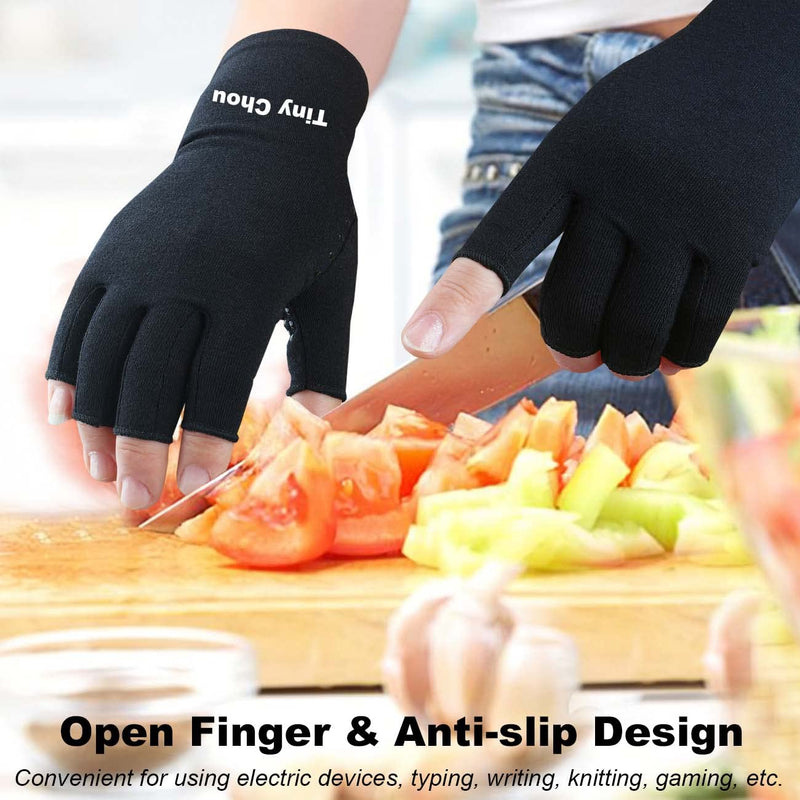 2 Pairs Arthritis Gloves, Compression Gloves for Women/Men, Relieve Arthritis,Rheumatoid,Osteoarthritis,Carpal Tunnel,Hand Pain,Anti-Slip Dots Fingerless Gloves for Work Support (Pure Black+Purple,S) Pure Black(1pair)+purple(1pair) Small - BeesActive Australia