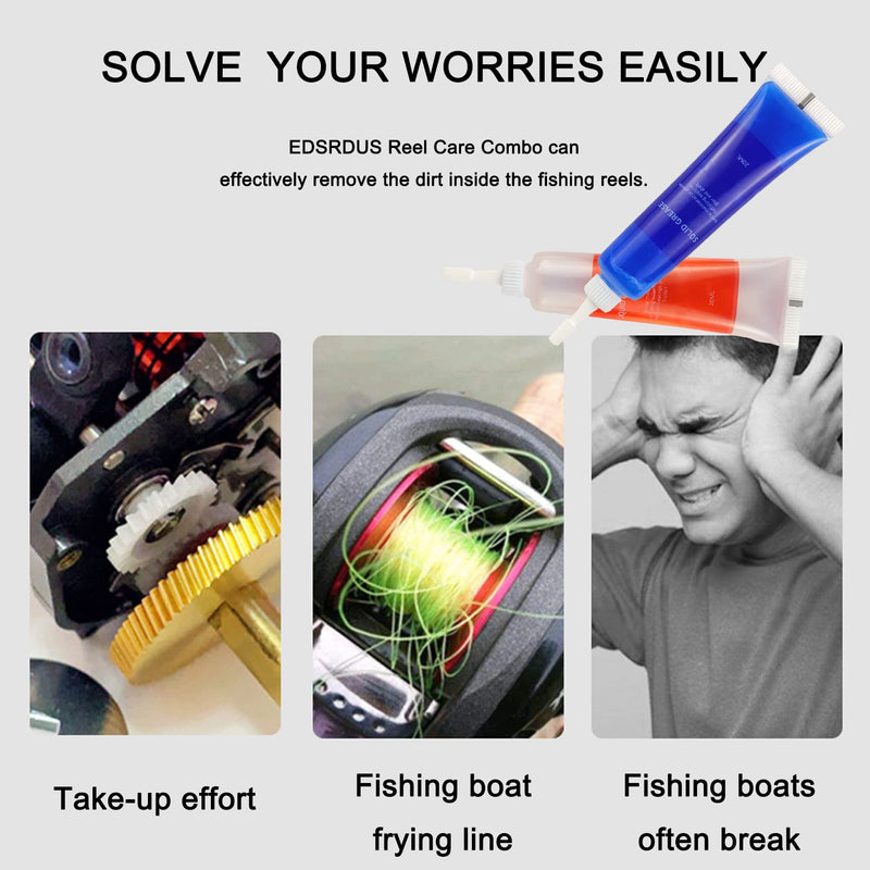 EDSRDUS Reel Care Combo Fishing Reel Oil & Grease Kit for Fishing Reel Maintenance, Spinning Reel & Bearing Maintenance Oil, Set for All Types of Fishing Reels 0.64OZ (20ml) x2 Pack 0.68 OZ(20ml)x2 Pack - BeesActive Australia