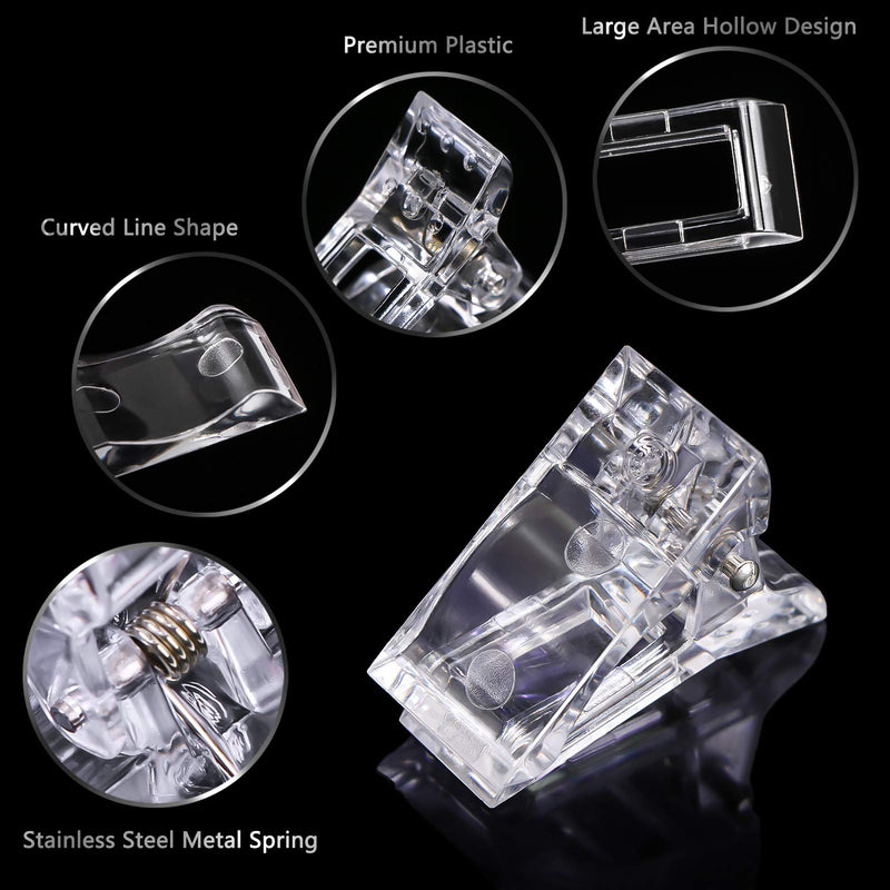 MIKIMIQI 5 Pcs Poly Gel Quick Building Nail Tips Clip Plastic Transparent Finger Extension UV LED Builder Finger Extension Clip Nail Tips Clips for Quick Building DIY Manicure Nail Art Tool - BeesActive Australia