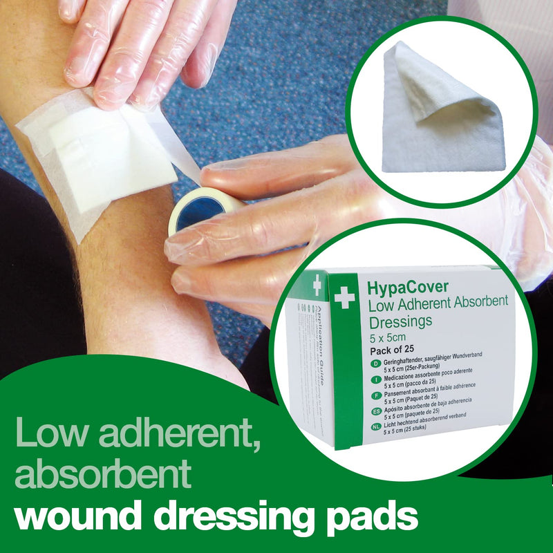 HypaCover Low Adherent Dressing Pads for Wounds Absorbent Dressing, 5x5cm (Pack of 25) 5x5 cm (Pack of 25) Pack of 25 - BeesActive Australia