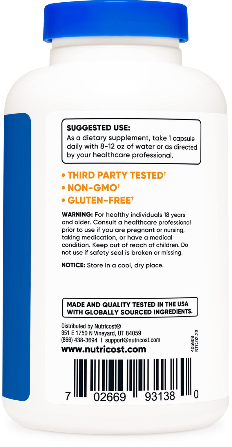 Nutricost Apple Cider Vinegar Capsules 500mg, 240 Vegetarian Capsules - Natural, Vegetarian, GMP, Non-GMO and Gluten Free 240 Count (Pack of 1) - BeesActive Australia
