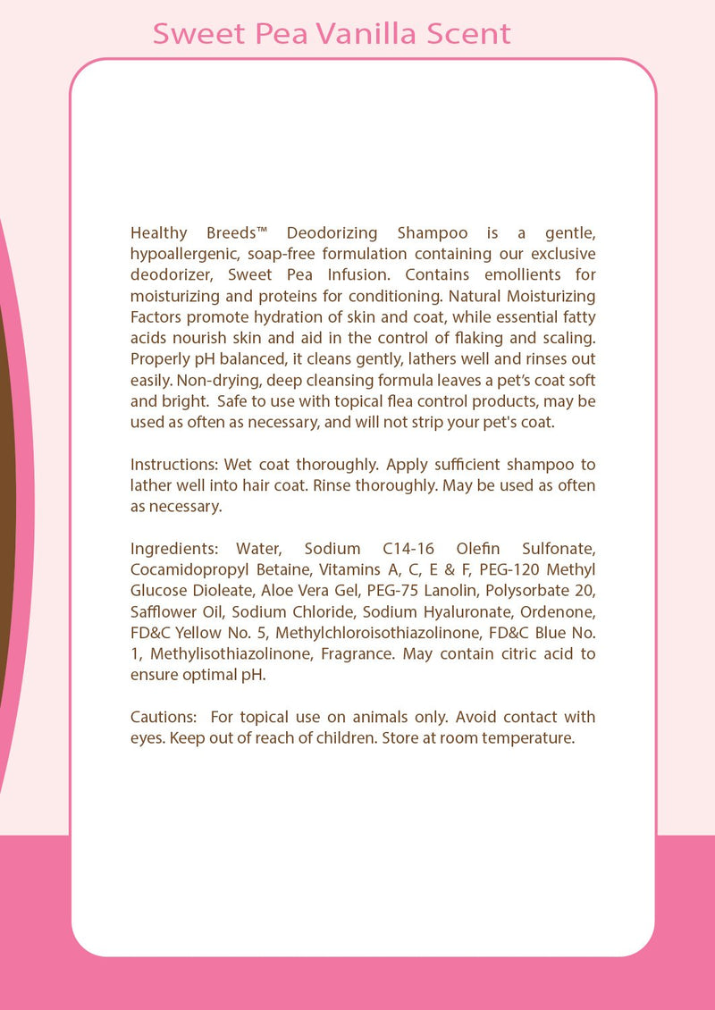 Healthy Breeds Deodorizing Shampoo – Hypoallergenic, pH Balanced Cleanser with Essential Fatty Acids to Moisturize Dry Skin – Sweet Pea & Vanilla Scent – 16 oz Shih Tzu - BeesActive Australia