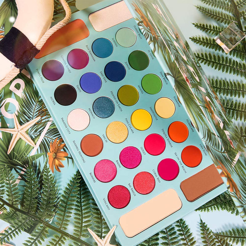 Docolor Eyeshadow Palette, Shimmer Matte 34 Colors Eye Shadow Highly Pigmented Natural Warm Glitter Contour & Highlight Powder Professional Long Lasting Waterproof Tropical Makeup Palette 34 Color - BeesActive Australia