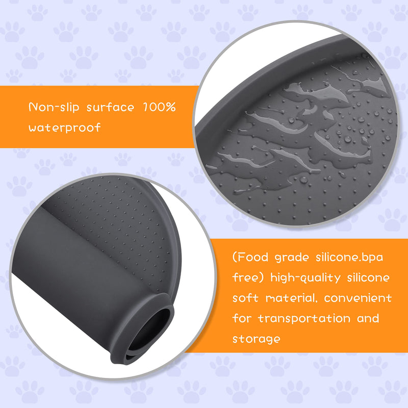 Yacee Silicone Dog Food Mat Waterproof, Easy Clean in Dishwasher, Pet and Cat Mats 0.5" Raised Edges, Placemat Tray to Stop Food Spills and Water Bowl Messes on Floor Large 19x12x0.5 Inch Gray - BeesActive Australia