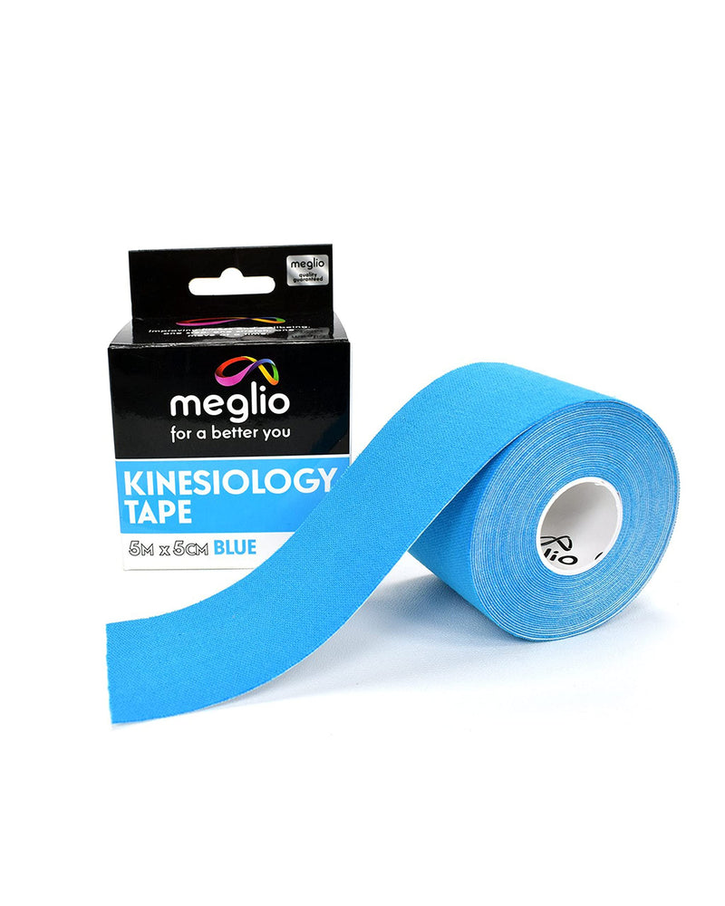 Meglio Kinesiology Tape - Uncut 5 Metre Roll - Therapeutic and Hypoallergenic - For Muscle Support & Sports Injury Recovery - Breathable & Waterproof - Knee, Ankle, & Wrist - Long Lasting Adhesive Blue - BeesActive Australia