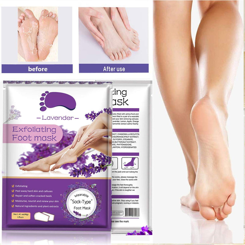 Foot Peel Mask 3 Pack, Natural Peeling Away Calluses and Dead Skin Cells, Make Your Feet Baby Soft, Repair Rough Heels- For Men & Women Lavender hand mask - BeesActive Australia