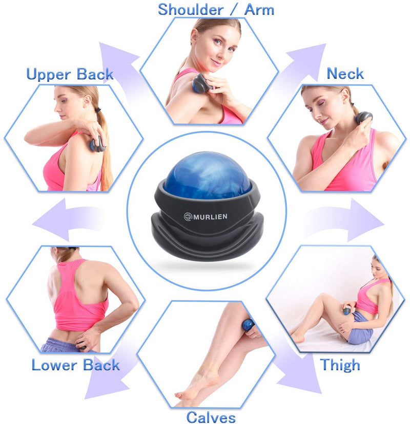 MURLIEN Massage Roller Ball, Tight and Sore Muscles Relief, Manual Massager, Alleviating Shoulder, Arms, Back, Legs, Calves or Muscle Tension - Blue - BeesActive Australia