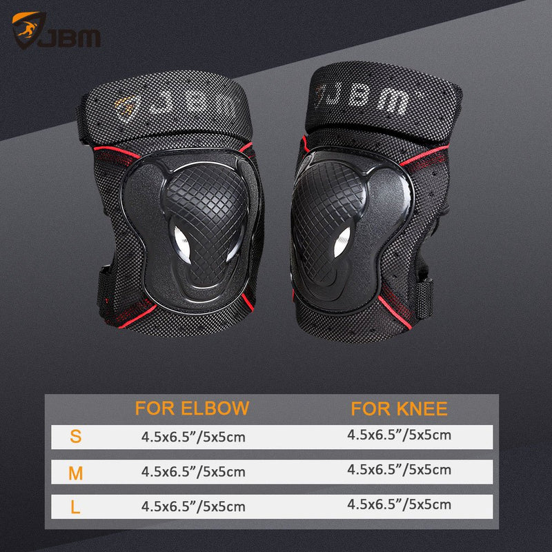 JBM BMX Bike Knee Pads and Elbow Pads with Wrist Guards Protective Gear Set for Biking, Riding, Cycling and Multi Sports Safety Protection: Scooter, Skateboard, Bicycle, Inline skatings Black Adult - BeesActive Australia