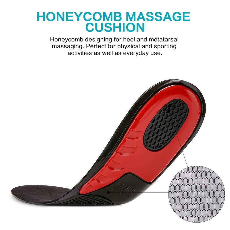 MOISO GEL Sports Work Comfort Trimmable Insoles for Shock Absorption, Inserts for Running Shoes Work Boots Trainers, Relieve Foot Pain for Men & Women, Black, UK-L: 8-12 9-11.5 UK Women / 8.5-12 UK Men - BeesActive Australia