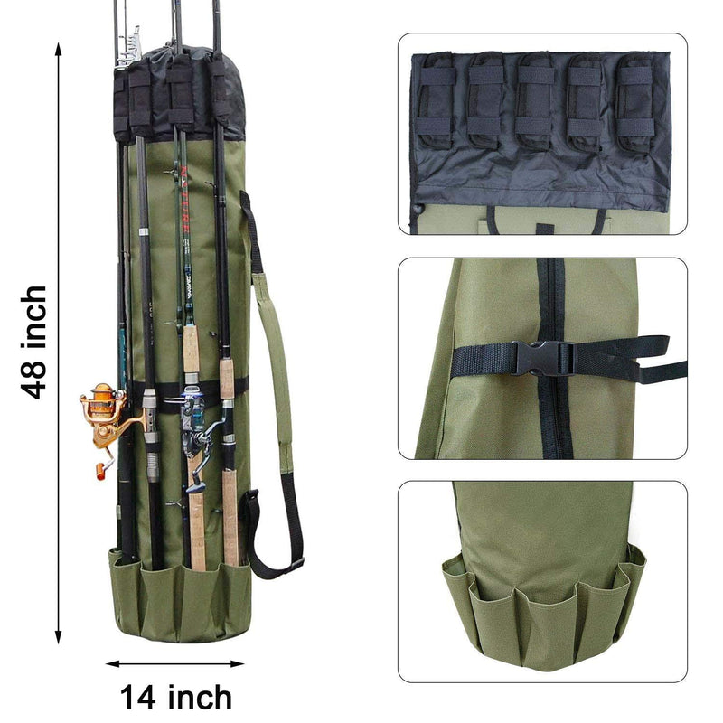 [AUSTRALIA] - Fishing Bag Fishing Rod Reel Case Carrier Holder Fishing Pole Storage Bags Fishing Gear Organizer Travel Carry Case Bag by Shaddock Khaki Green 