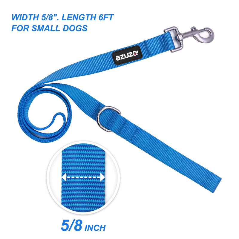 azuza 3 Pack Nylon Dog Leashes,Strong & Durable Basic Leash 4/5/6 FT with Easy to Use Collar Hook,Available in Multiple Length S: 5/8"x 6 FT (Pack of 3) 1#Blue - BeesActive Australia